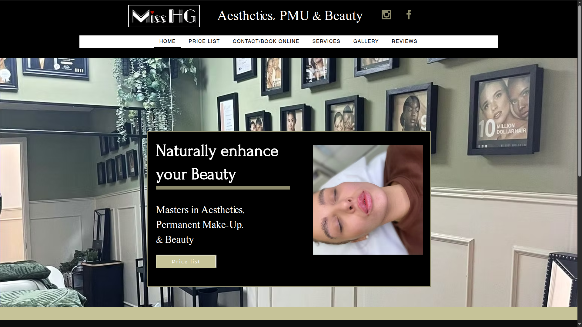 Miss HG Aesthetics website